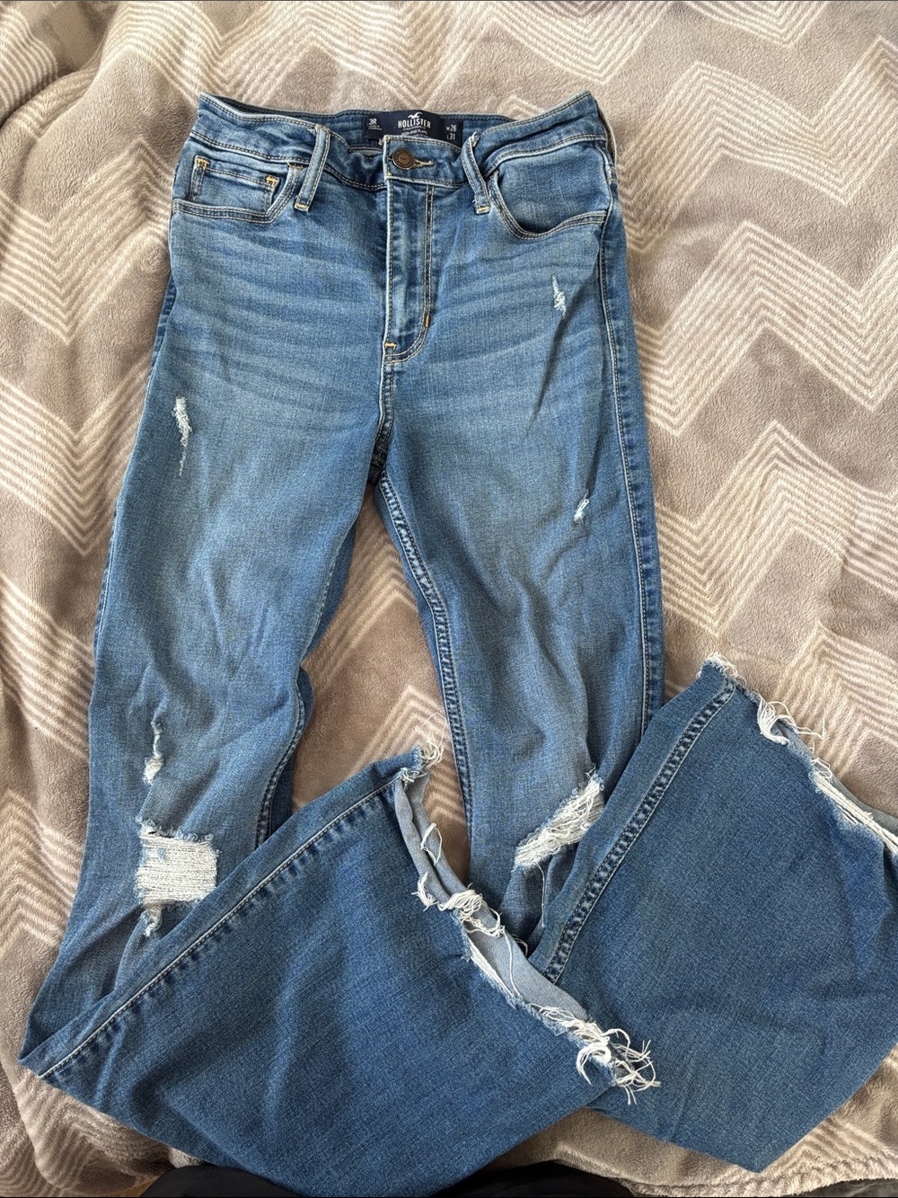 Hollister Medium Blue Distressed Flare Jeans